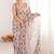 Beige mirror work pure chiffon ikat saree