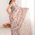 Beige mirror work pure chiffon ikat saree