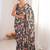 Black floral pure chiffon ikat saree
