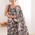 Black floral pure chiffon ikat saree