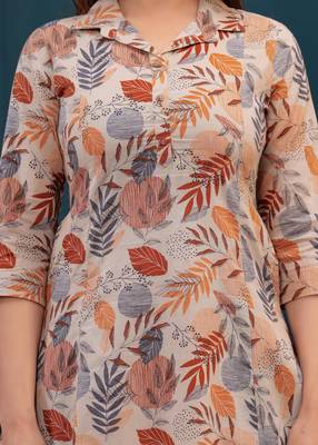 Beige printed co-ord set for women 2