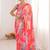 Pink floral mirror work pure chiffon ikat saree