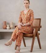 Rust printed co-ord set for women