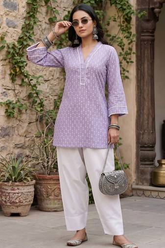 Lavender printed co-ord set for women