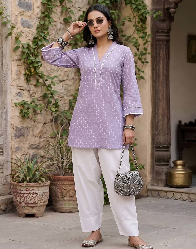 Lavender printed co-ord set for women