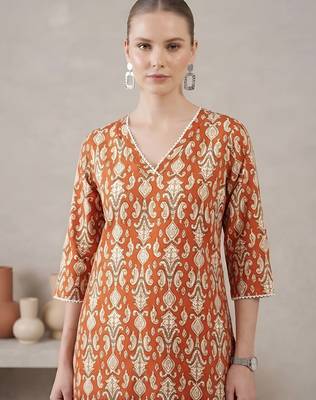 Rust printed co-ord set for women 2