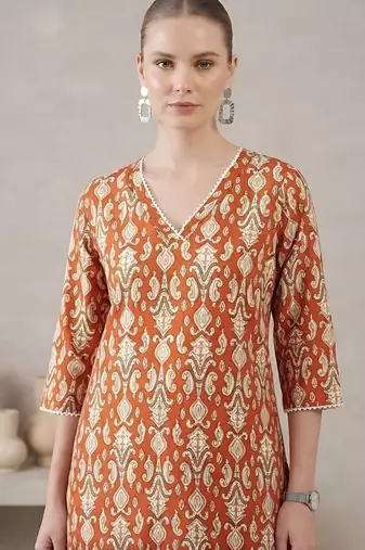 Rust printed co-ord set for women