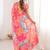 Pink floral mirror work pure chiffon ikat saree