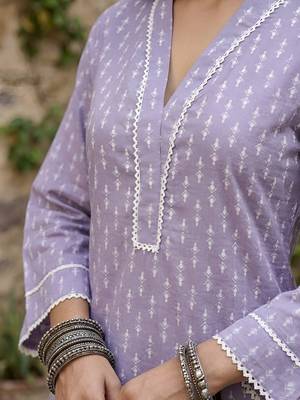 Lavender printed co-ord set for women 2