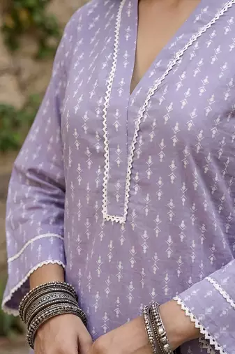 Lavender printed co-ord set for women
