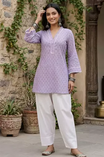 Lavender printed co-ord set for women