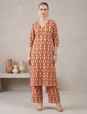 Rust printed co-ord set for women 3
