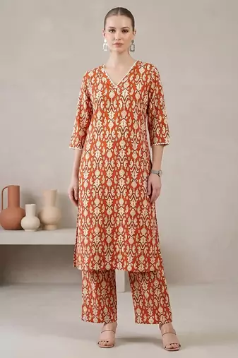Rust printed co-ord set for women