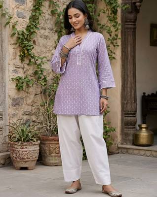 Lavender printed co-ord set for women 4