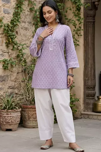 Lavender printed co-ord set for women