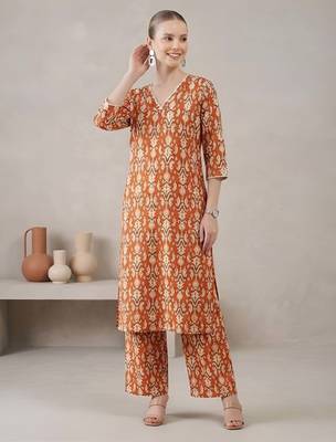 Rust printed co-ord set for women 4