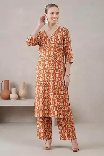 Rust printed co-ord set for women