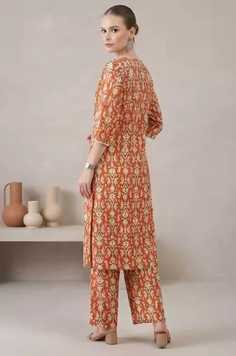 Rust printed co-ord set for women
