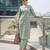 Green printed straight co-ords set for women