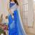 Blue ombre ruffles saree with blouse piece