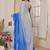 Blue ombre ruffles saree with blouse piece