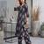 Black printed rayon co-ord set for women