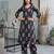 Black printed rayon co-ord set for women