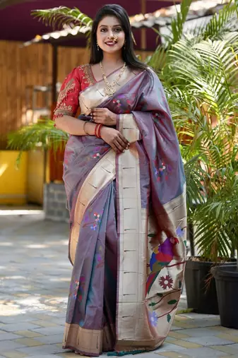 Blue woven design zari paithani saree