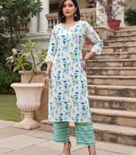 White printed straight co-ords set for women