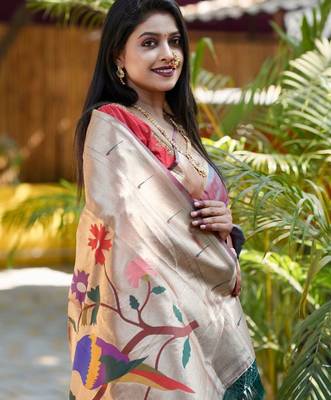 Blue woven design zari paithani saree 2