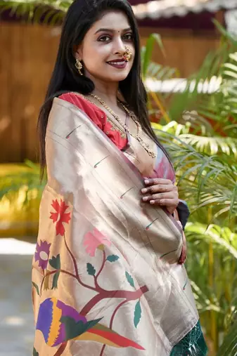 Blue woven design zari paithani saree