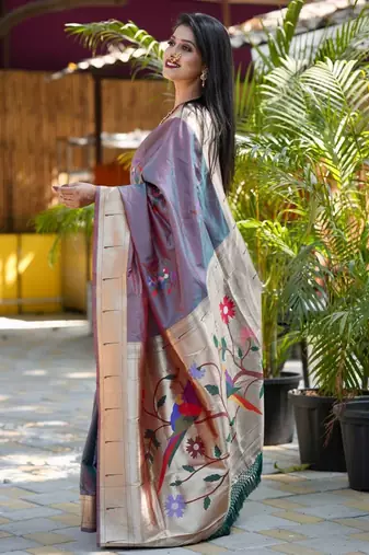 Blue woven design zari paithani saree