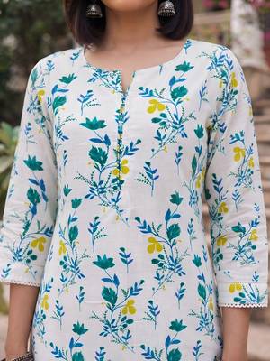 White printed straight co-ords set for women 2