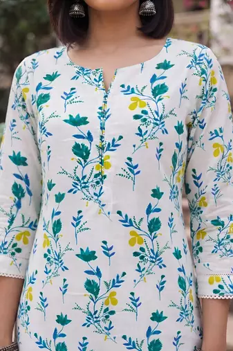 White printed straight co-ords set for women