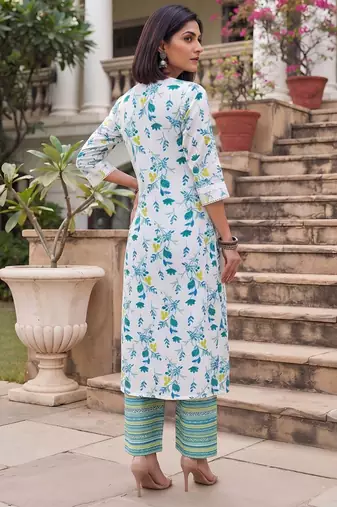 White printed straight co-ords set for women