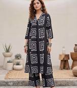 Black printed rayon co-ord set for women