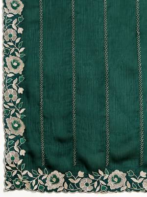 Green embroidered organza saree 4