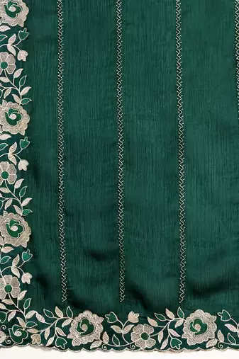 Green embroidered organza saree