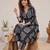 Black printed rayon co-ord set for women