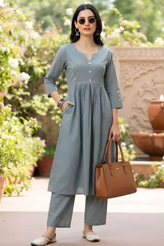 Grey a-line co-ords set for women