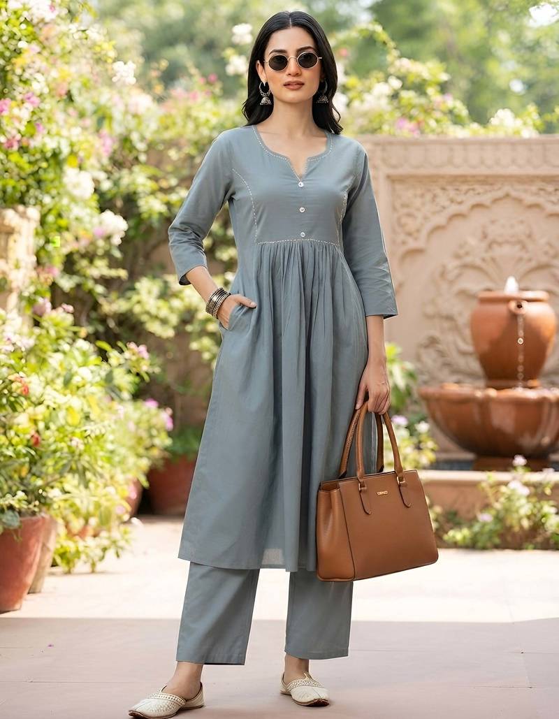 Grey a-line co-ords set for women