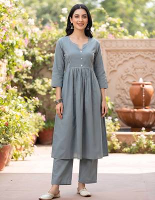 Grey a-line co-ords set for women 3
