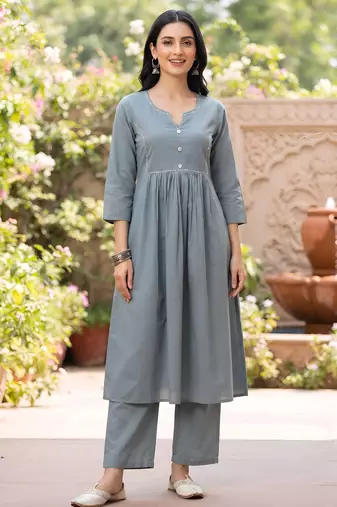 Grey a-line co-ords set for women