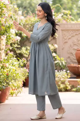 Grey a-line co-ords set for women