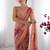Peach floral beads and stones pure chiffon saree