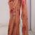 Peach floral beads and stones pure chiffon saree