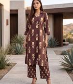 Brown printed co-ords set for women