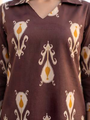 Brown printed co-ords set for women 3