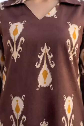 Brown printed co-ords set for women