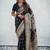 Black black pashmina silk kashmiri work saree with unstitched blouse piece